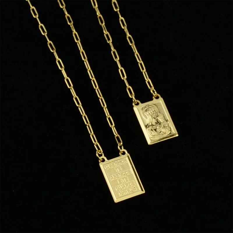 Escapulário Jesus Cristo e Ave Maria (Cadeado Alongado 1.5mm)